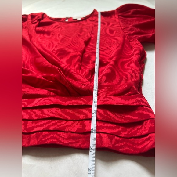 Ronny Kobo Womens Red Crew Neck Draped Open Back Silk Monet Top Size M - Picture 6 of 9